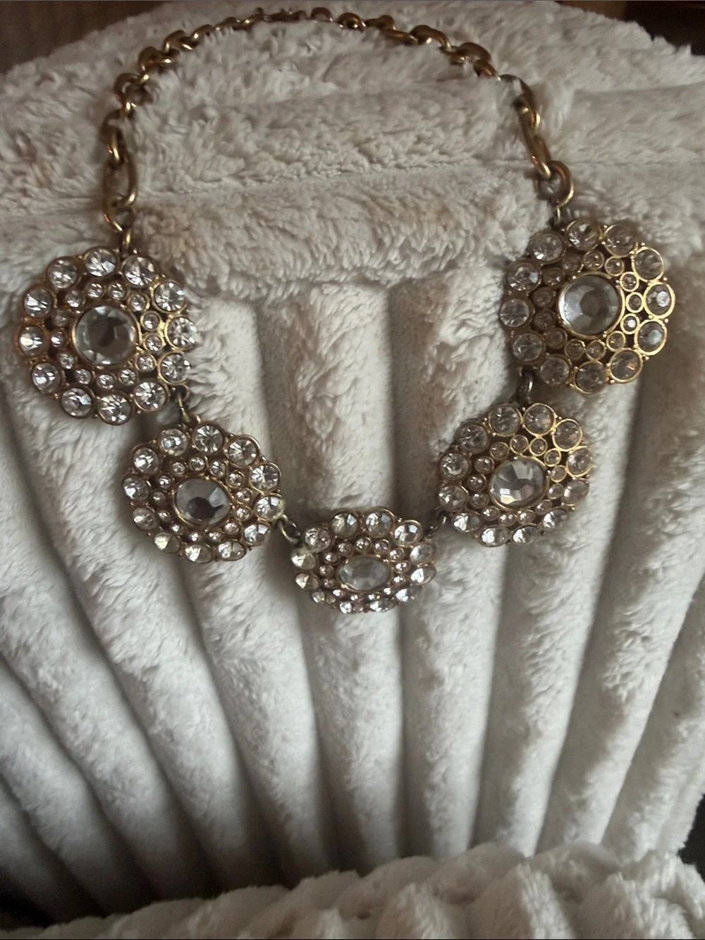 J. Crew Gold-Tone Crystal Floral Cluster Necklace